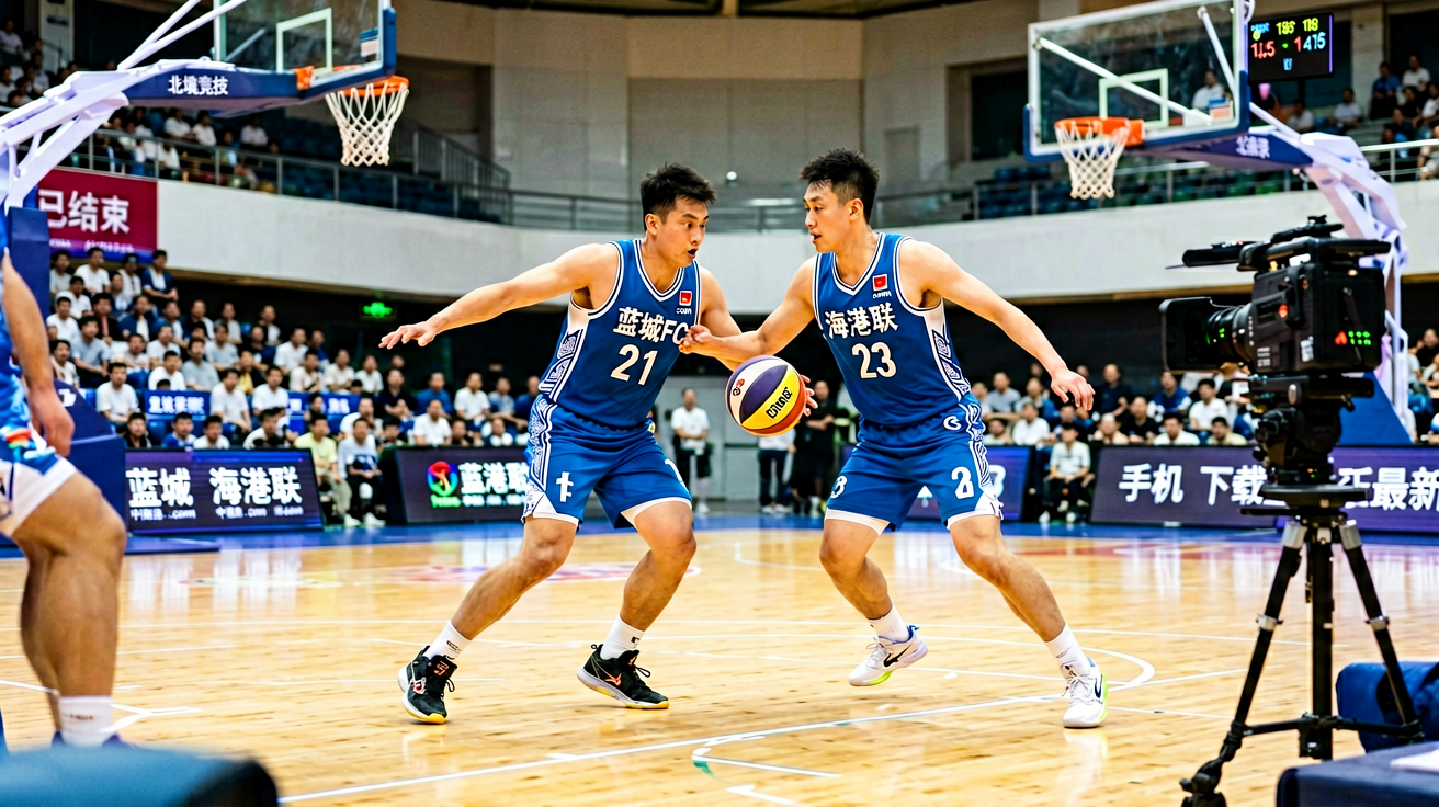 篮球馆内比赛攻防瞬间