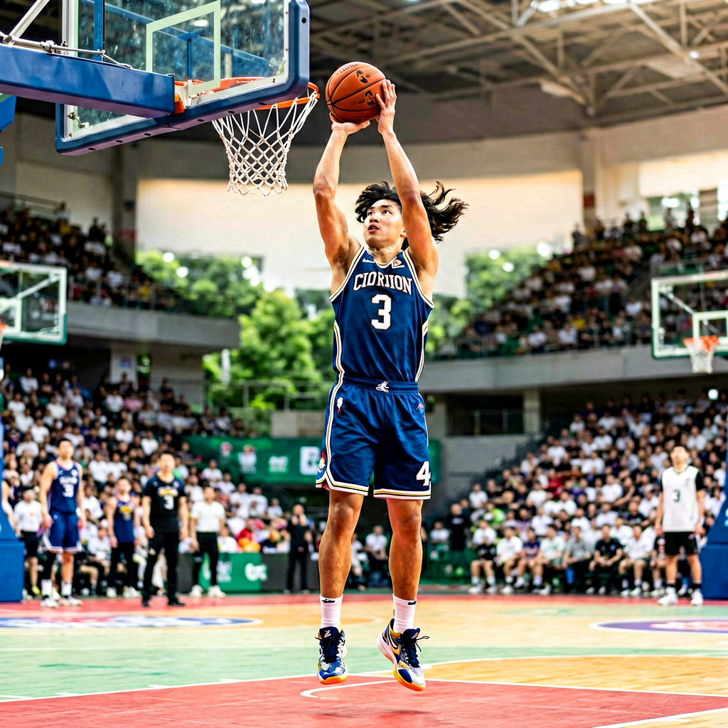篮球球员外线投篮瞬间